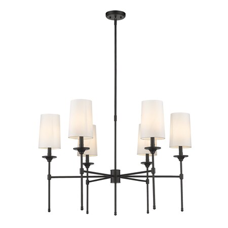 Z-Lite Emily 6 Light Chandelier, Matte Black & Off White 3033-6MB